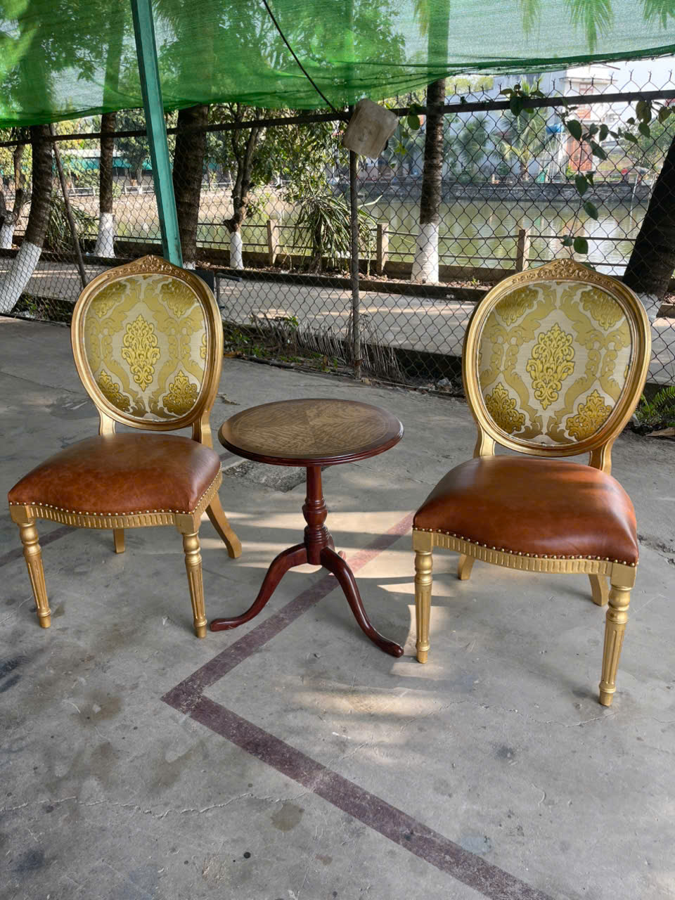 GHẾ ĂN CỔ ĐIỂN LOUIS 16 KHÔNG TAY- DÁT VÀNG